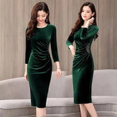 Elegant Long Sleeve Korean Evening Party Dress