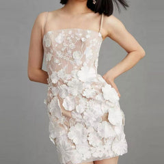 Flower Embroidered Lace Suspender Dresses Women Elegant Sleeveless Backless Dress Female Summer Evening Party Ladies Vestidos