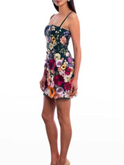 Flower Embroidered Lace Suspender Dresses Women Elegant Sleeveless Backless Dress Female Summer Evening Party Ladies Vestidos