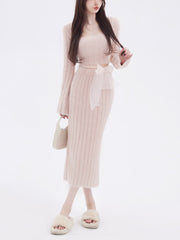 Autumn Sweater Knitted Suits Female Elegant 2 Piece Dress Korean Fashion Even Party Y2k Mini Dress Office Lady Short Skirts