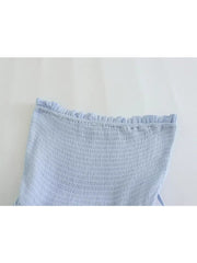 Hoobd New Women With Belt Blue Strapless Sexy Dress Sleeveless Elegant Ladies Mini Dresses