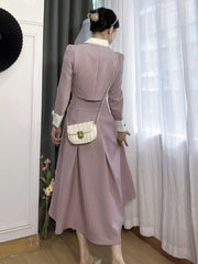 High Quality French Vintage 2 Piece Set Women Long Sleeve Crop Top + Long Skirt Suits Korean Elegant Temperament Two Piece Sets