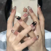 24pcs Wearable Pink Press On Fake Nails Tips With Glue false nails design Butterfly Lovely Girl false nails With Wearing Tools