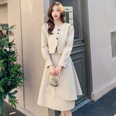 Autumn Winter Small Fragrance Two Piece Set Women Short Jacket Coat + Long Skirt Sets Korean OL 2 Piece Suits Ensemble Femme