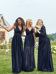 Elegant Evening Dresses V-Neck Long Sleeves A-LINE Floor-Length Gown 2023 Ever pretty of Burgundy Simple Bridesmaid dress Women