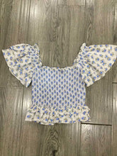 Hoobd Blue floral print dress women smocked sexy women party dress ruffled sleeve summer dress women sweat ladies dress