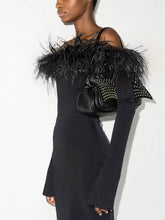Slash Neck Off Shoulder Feather Long Sleeve Bodycon Autumn Dress