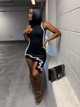 Hoobd Sexy Fashion Sleeveless Knitted Dress Asymmeerical Bodycon Mini Black Dress Women 2023 Spring Summer Club Party Dresses