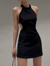 Backless Women Black Halter Mini Dress Sleeveless Fashion Summer Party Outfits Elegant Lady Nightclub Dresses