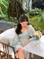 2023 Spring French Elegant Short Party Dress Pure Color Fairy Mini Dress Casual Long Sleeve Korean Fashion Dress Woman Design