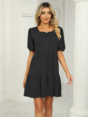 2023 Summer New Dresses For Women Fashion Square Collar Short Sleeve Elegant Beach Female Plus Size Casual Mini Dress Vestidos