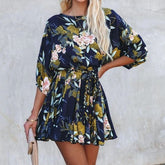 Puff-Sleeve Floral Mini Smock Dress