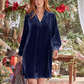 Women's Stitching Gold Velvet Dress