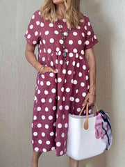 Women Polka Dots Pockets Casual Summer Women Dress