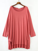 Solid Color Modal Plus Size High-Low Long Sleeve Pajamas Dress