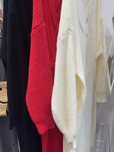 Urban Loose Long Sleeves Solid Color V-Neck Sweater Dresses