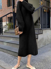 Urban Loose Long Sleeves Solid Color High-Neck Sweater Dresses