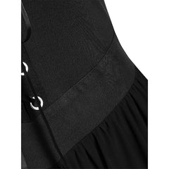 Women's Plus Size Retro Gothic Vintage Dress Long Dress Maxi Dress Halloween Holiday Patchwork Drawstring Plain Spaghetti Strap 3/4 Length Sleeve Regular Fit Spring Fall 2023 Black Wine S M L XL