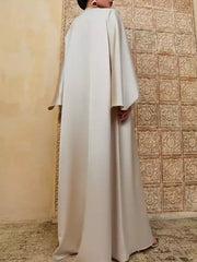 Casual Batwing Sleeves Split-Front Solid Color Maxi Dresses