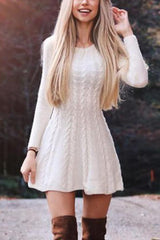 Hoobd Loose Solid Color Deep V Knitted Dress