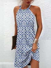 Women's Sheath Dress Short Mini Dress Blue Sleeveless Print Print Vacation Geometric Halter Summer Fall Strapless Casual