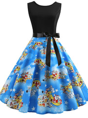 Women's Halloween Dress Swing Dress Knee Length Dress White Orange Red Light Blue Sleeveless Skull Pumpkin Print Patchwork Print Spring Summer Crew Neck Vintage 1950s Party Slim 2023 S M L XL XXL