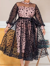 Women's Plus Size Curve Halloween Dress Party Dress Polka Dot Off Shoulder Print Long Sleeve Spring Fall Elegant Prom Dress Midi Dress Formal Party Dress