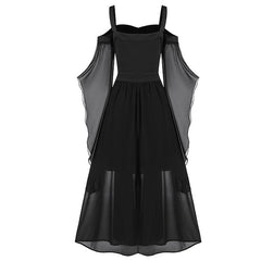 Women's Plus Size Retro Gothic Vintage Dress Long Dress Maxi Dress Halloween Holiday Patchwork Drawstring Plain Spaghetti Strap 3/4 Length Sleeve Regular Fit Spring Fall 2023 Black Wine S M L XL