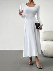 Women's Casual Dress Sheath Dress Black Dress Long Dress Maxi Dress Patchwork Street Daily Holiday Fashion Streetwear Crew Neck Long Sleeve 2023 Slim Black White Wine Color S M L XL Size