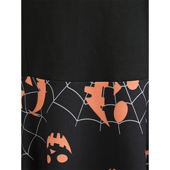 Women's Halloween Dress Retro 1950s Vintage Dress Midi Dress Holiday With Belt Bow Pumpkin V Neck 3/4 Length Sleeve Regular Fit Spring Fall 2023 Black S M L XL