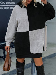 Women's Casual Dress Shift Dress Spring Dress Mini Dress Patchwork Street Daily Holiday Active Fashion Hooded Long Sleeve 2023 Loose Fit Black Color S M L XL Size