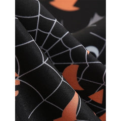 Women's Halloween Dress Retro 1950s Vintage Dress Midi Dress Holiday With Belt Bow Pumpkin V Neck 3/4 Length Sleeve Regular Fit Spring Fall 2023 Black S M L XL