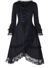 Women's Halloween Dress Lace Dress Vintage Dress Black Dress Midi Dress Black Long Sleeve Pure Color Lace Fall Winter Autumn Crew Neck Vintage Winter Dress Fall Dress 2023 S M L XL XXL 3XL 4XL 5XL
