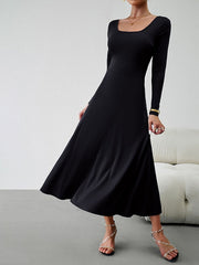 Women's Casual Dress Sheath Dress Black Dress Long Dress Maxi Dress Patchwork Street Daily Holiday Fashion Streetwear Crew Neck Long Sleeve 2023 Slim Black White Wine Color S M L XL Size