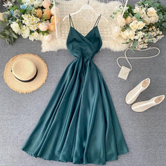 New Summer Women Sexy V Neck High Waist A-line Party Tank Sundress Elegant Bandage Bow Long Dress Vestidos Multicolour