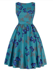 Women's Halloween Dress Retro 1950s Vintage Dress Midi Dress Party Print Graphic Crew Neck Sleeveless Regular Fit Summer Spring 2023 Black Green Deep Purple S M L XL