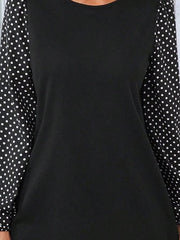 Women's Casual Dress A Line Dress Polka Dot Dress Polka Dot Color Block Ruffle Patchwork Crew Neck Midi Dress Active Fashion Outdoor Street Long Sleeve Loose Fit Black Fall Winter S M L XL XXL