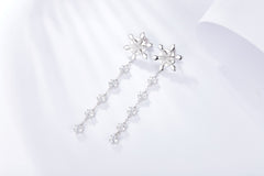 Snowflake Tassel Enamel Drop Earrings