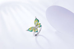 Butterfly Enamel Silver Ring for Women