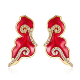 Auspicious Cloud Enamel Stud Earrings