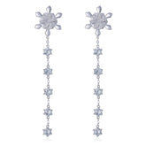Snowflake Tassel Enamel Drop Earrings