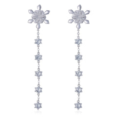 Snowflake Tassel Enamel Drop Earrings
