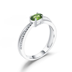Oval Shape Natural Gemstone Silver Ring