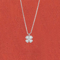 Mother of Pearl Four-leaf Clover Pendant Silver Necklace for Women