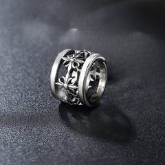 Cross Flower Hollow Circle Ring Titanium Steel Pendant for Men