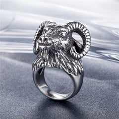 Domineering Goat Head Titanium Steel Ring for Men
