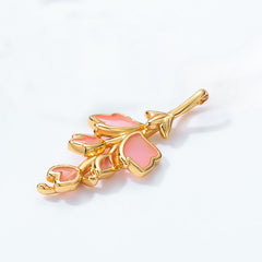 Enamel Pink Lilac Flower Sterling Silver Pendant