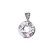 Cream Donut Enamel Silver Pendant