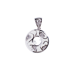 Cream Donut Enamel Silver Pendant