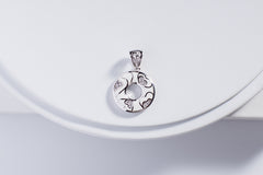 Cream Donut Enamel Silver Pendant